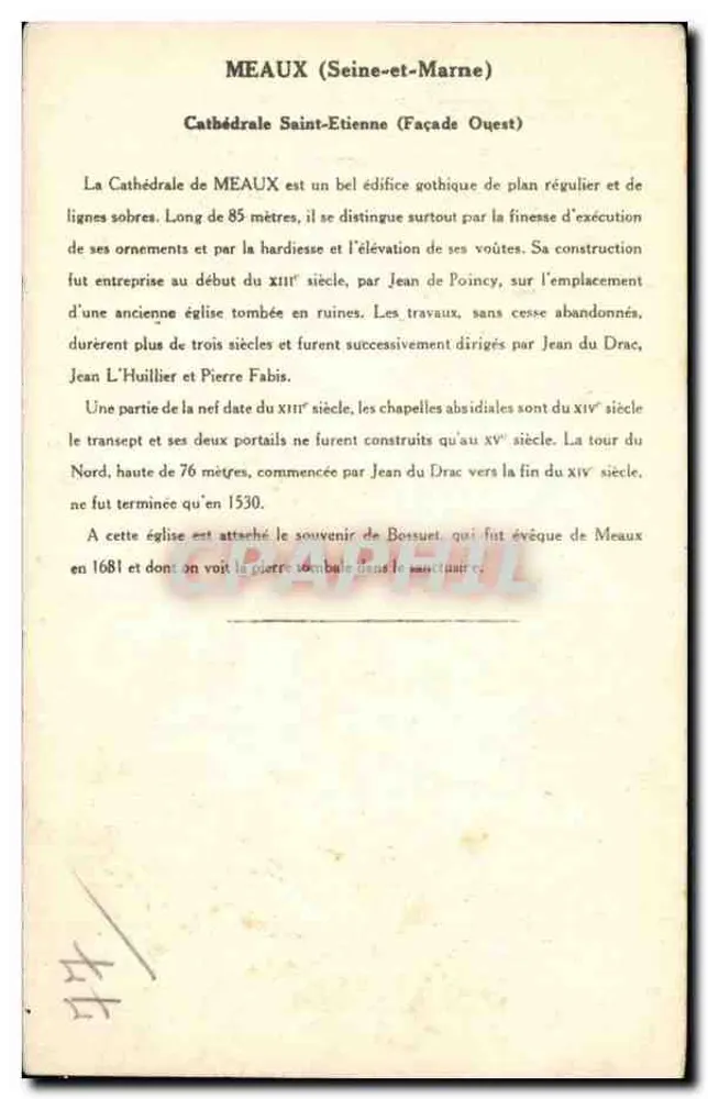 Méaux (Seine-et-Marne) — Cattedrale di Méaux (Facciata Ovest) — Collezione della Kolarsine e della Soluzione Pautauherge, 4a Serie - Verso