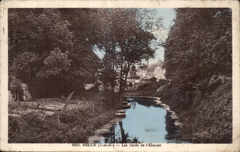 De oevers van de Almont — Melun (S.-et-M.) — Photo-Édit. E. Migron, Melun - Voorkant