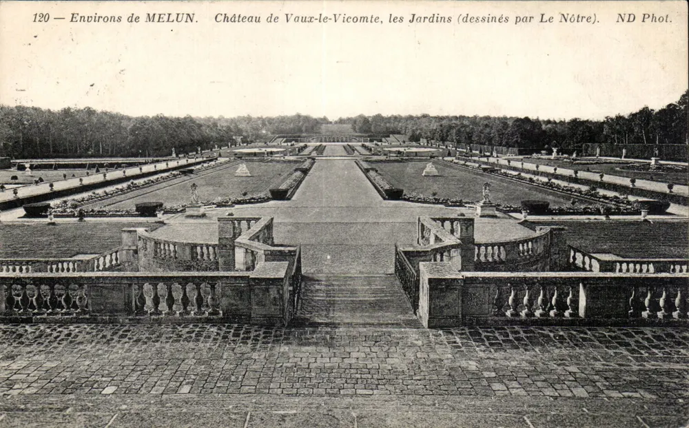 Umgebung von MELUN. Schloss Vaux-le-Vicomte, die Gärten (gezeichnet von Le Nôtre). ND Fotografie. - Vorderseite