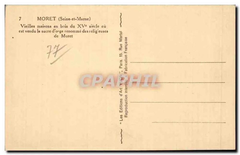 Moret (Seine-et-Marne) — Alte Holzhäuser aus dem 15. Jahrhundert — Éditions d'Art Yvon - Rückseite