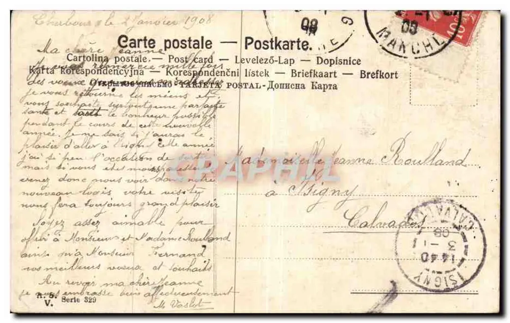 Mistral — Schneeverkohltes altes Dorf — Unbekannter Verlag, Serie V. Nr. 320 - Rückseite