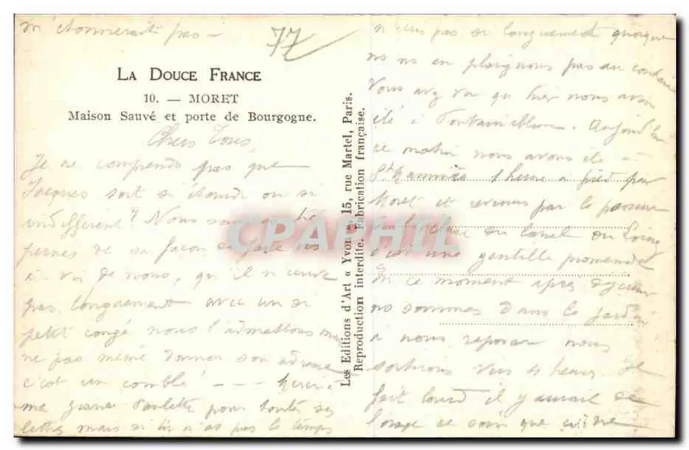 La Douce France — Moret und Tor von Bourgogne — Y. Jog - Rückseite