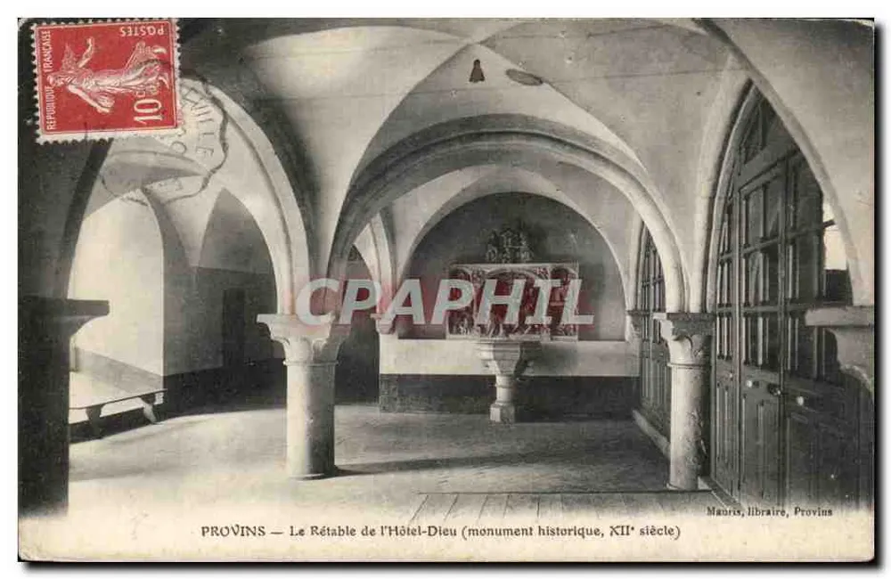 Provins — O Rétable do Hôtel-Dieu (monumento histórico, século XII) — Mauris, livreiro, Provins - Frente