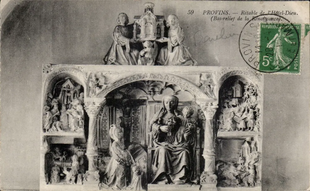 Provins — Rétablo van het Hôtel-Dieu (Halfrelief van de Renaissance) - Voorkant