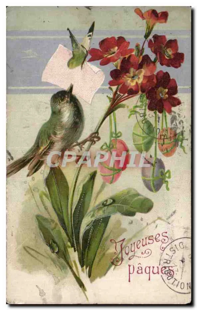 Pássaros e flores — Feliz Páscoa — editor não visível - Frente