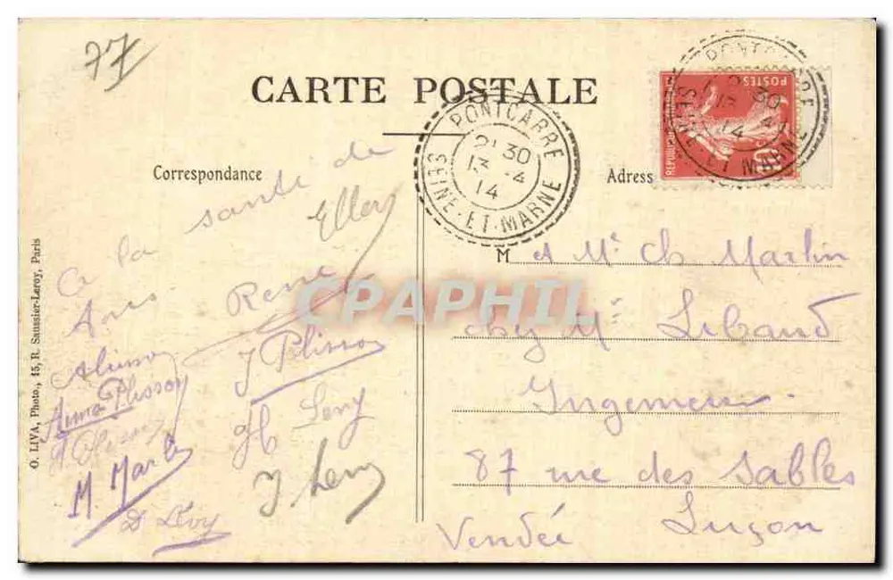 Ferrières-en-Brie (S.-et-M) — O Castelo, vista tirada do routin de Malakoff — Edição Aubry - Verso