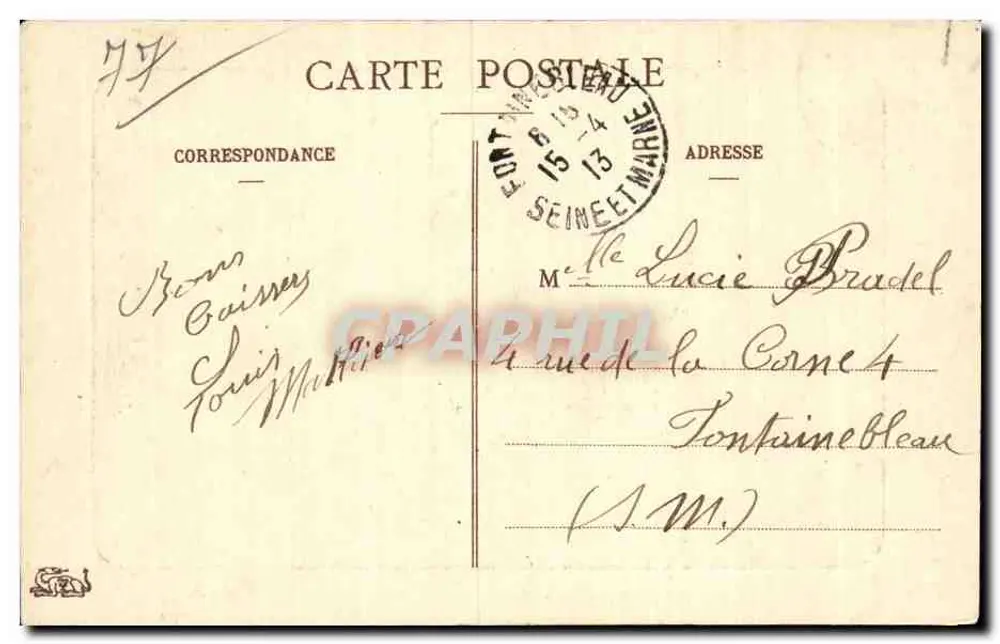 Grey-sur-Loing — A Igreja — Editor não identificado, n° de série 385 - Verso
