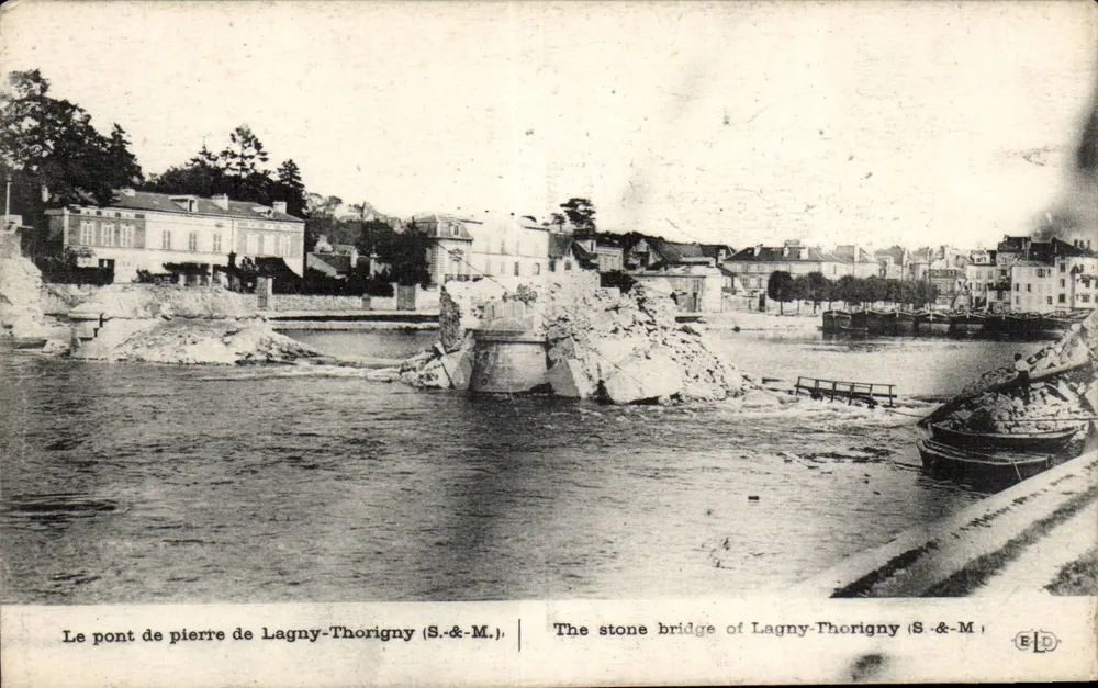 O ponte de pedra de Lagny-Thorigny (S.&M.) — vista do ponte em ruínas — editor S.&M. - Frente