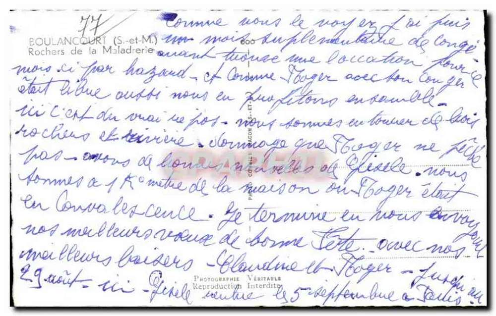 Rochers de la Maladrerie — Boulancourt (S.-et-M.) — Cim - Verso