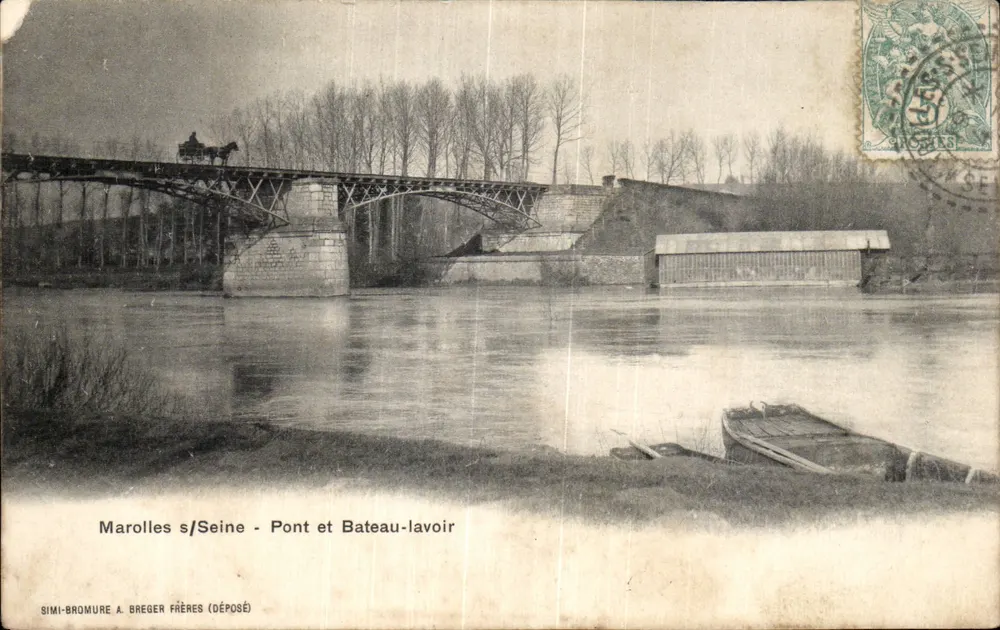 Marolles s/Seine - Brücke und Waschboot — SIMI-BROMURE A. BREGER FRÈRES (DEPOSED) - Vorderseite