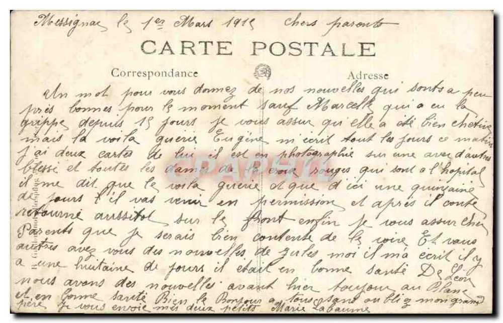 Duas jovens — fotografia de estúdio — Carte postale datada 1918 - Verso