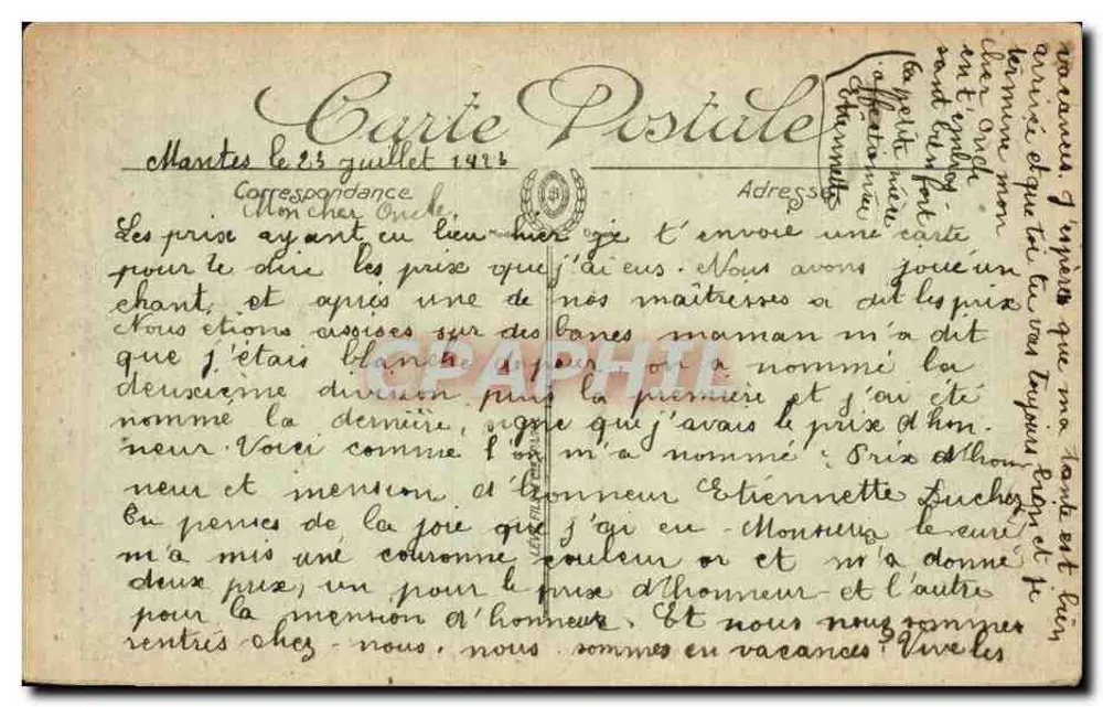Mantes - Ermitério Santo Salvador - A Antiga Cruz — LL. - Verso