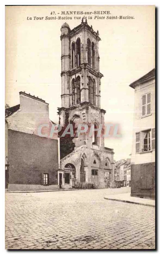 Mantes-sur-Seine — La Tour Saint-Maclou aus Sicht der Place Saint-Maclou — Photo-Édition Blancon, Précy-les-Précy - Vorderseite