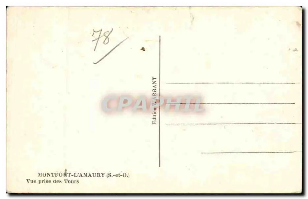 Montfort-l'Amaury — vue prise des Tours — Edition Warrant - Rückseite