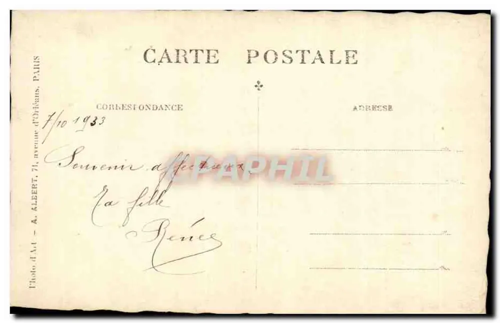Schwester — Photo d'Art, 71, Avenue d'Orléans, Paris — n°110 - Rückseite