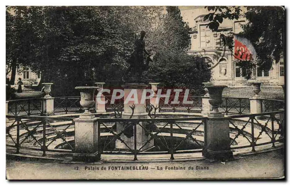 Schloss FONTAINEBLEAU — Die Fontaine de Diane — Verleger nicht sichtbar, Seriennummer 12 - Vorderseite