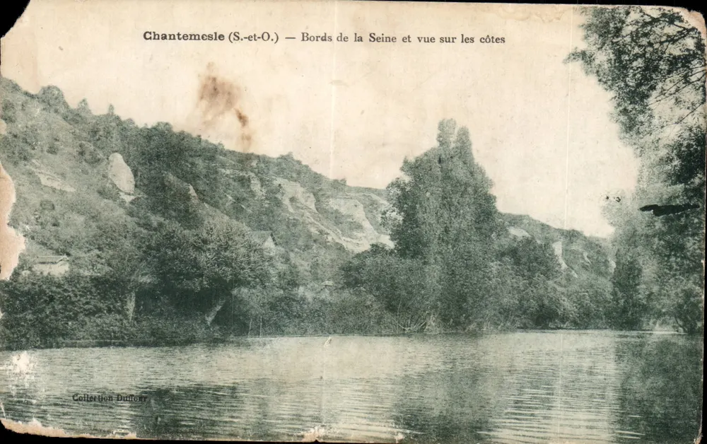 Chantemesle (S.-et-O.) — Ufer der Seine und Blick auf die Klippen — Sammlung Duffort - Vorderseite