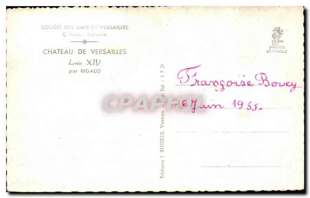 Luís XIV — Castelo de Versalhes — Edições Bussers - Verso