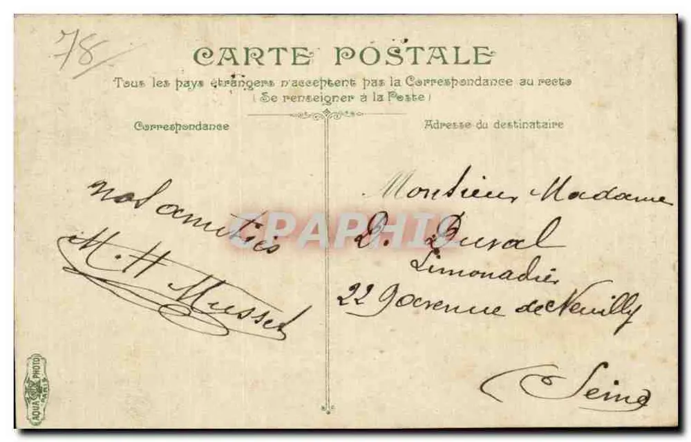 Saint-Germain-en-Laye — Das Schloss, Ansicht vom Park — unbekannter Verlag, Nr. 9 - Rückseite