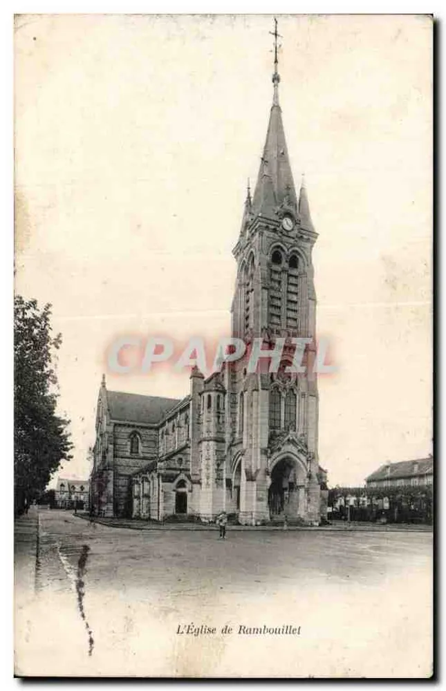 A Igreja de Rambouillet — vista da fachada e da torre — A. Bourdier, imp.-edit., Versailles - Frente