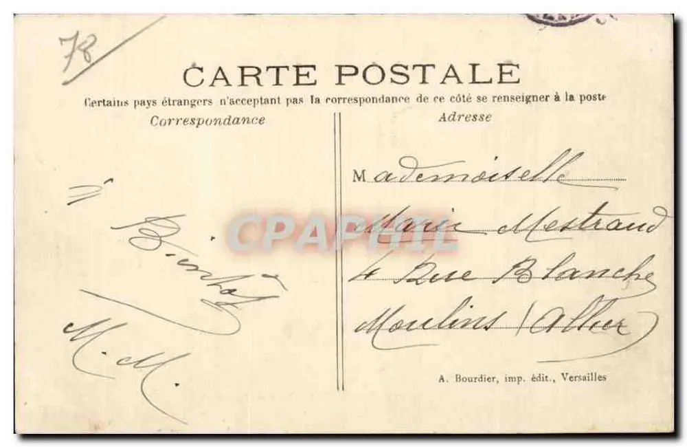Castelo de Rambouillet — Vista das Ilhas — A. Bourdier, imp. edit., Versailles - Verso