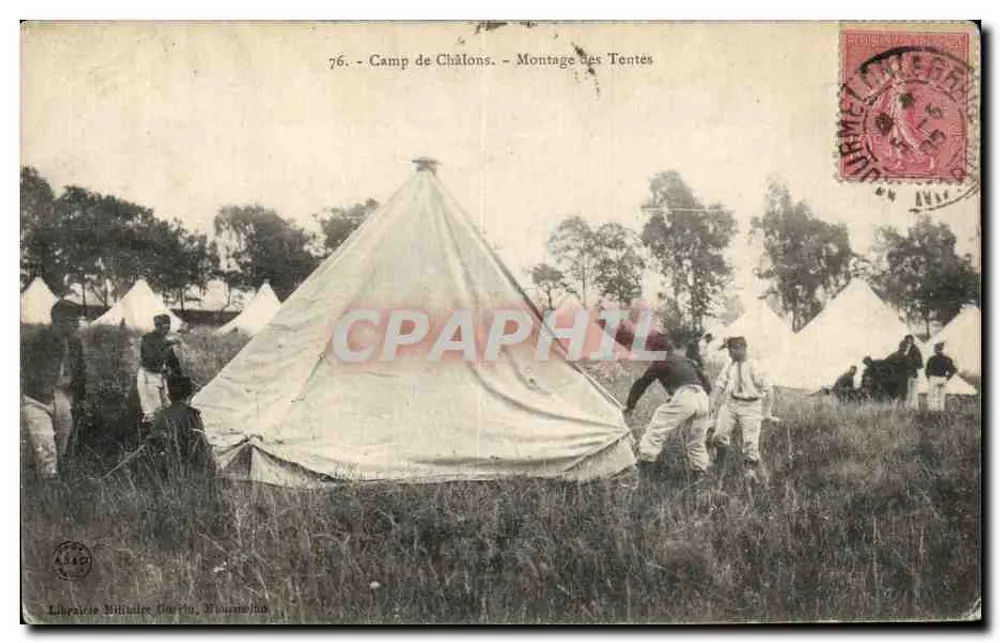 Camp de Châlons — Montage des Tentes — Lumière Bilhaut, Maure-de-Bretagne - Recto