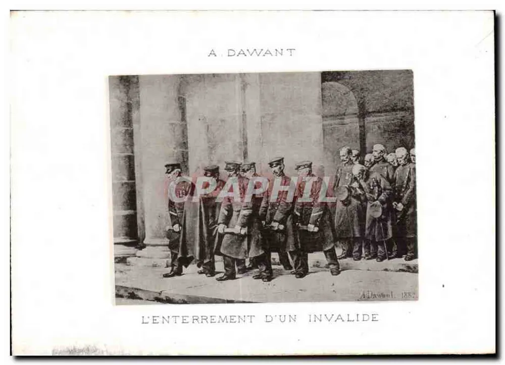 Das Begräbnis eines Invaliden — Gravur von A. Dawant, 1882 - Vorderseite