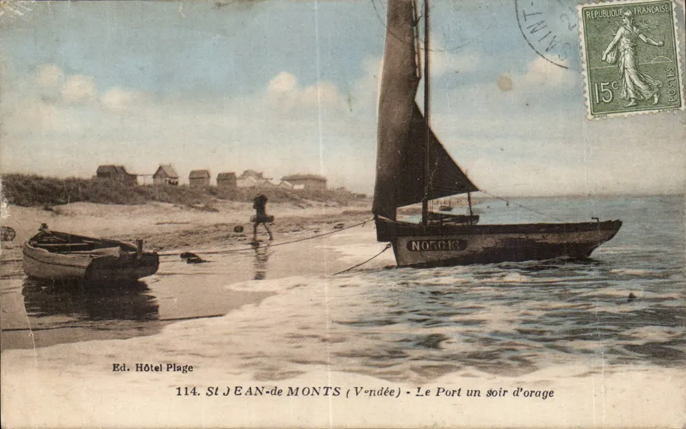 St JEAN-de MONTS (Vendée) — Der Hafen an einem Gewitterabend — Verlag Hôtel Plage, Nr. 114 - Vorderseite