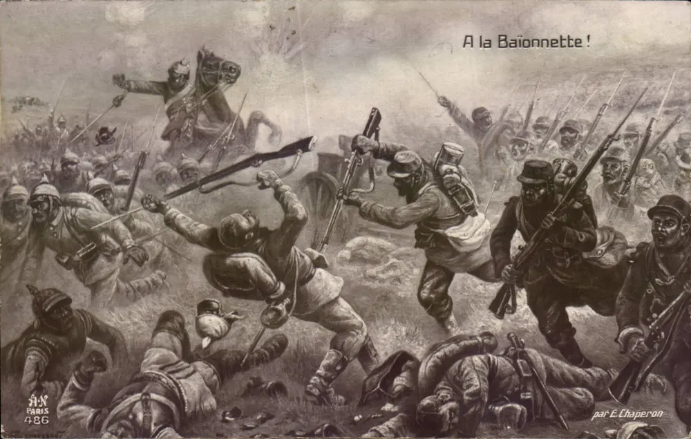 Batalha da Baioneta — A la Baionnette! — por E. Chaperon, editor A.N. Paris 486 - Frente