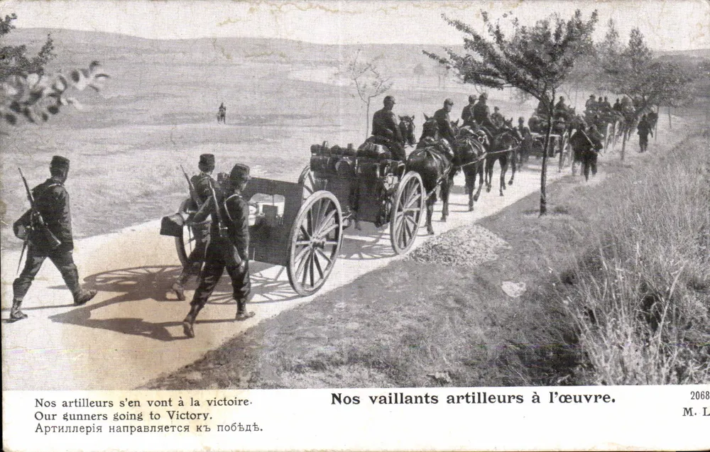 Kanonen auf dem Marsch — Unsere tapferen Artilleristen in Aktion. — Imp. Lapina, Paris, Nr. 2068 - Vorderseite