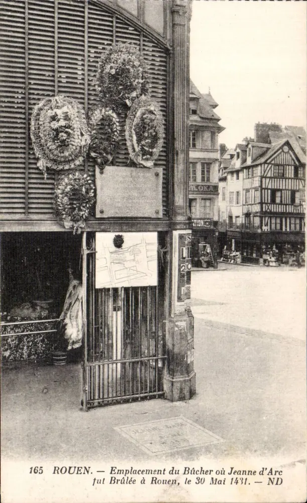 Rouen — Ort des Scheiterhaufens, an dem Joan of Arc am 30. Mai 1431 in Rouen verbrannt wurde — ND - Vorderseite