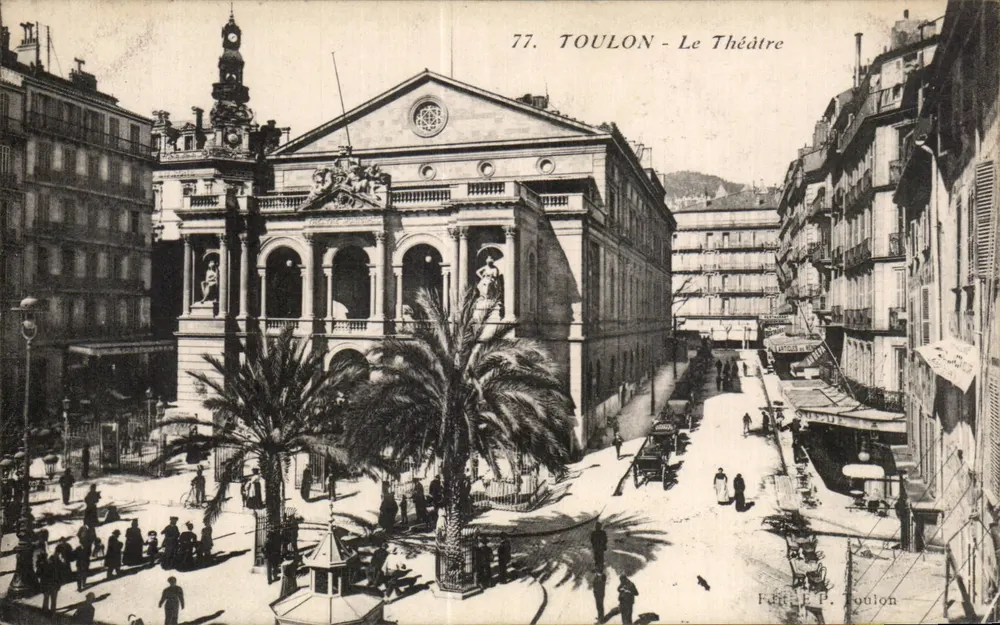 Toulon - A Vista do Teatro — editor F. P. Toulon, n° 77 - Frente