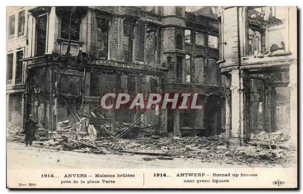 Antwerpen — Gebrannte Häuser in der Grün Platz — Sérir, n°15 - Vorderseite
