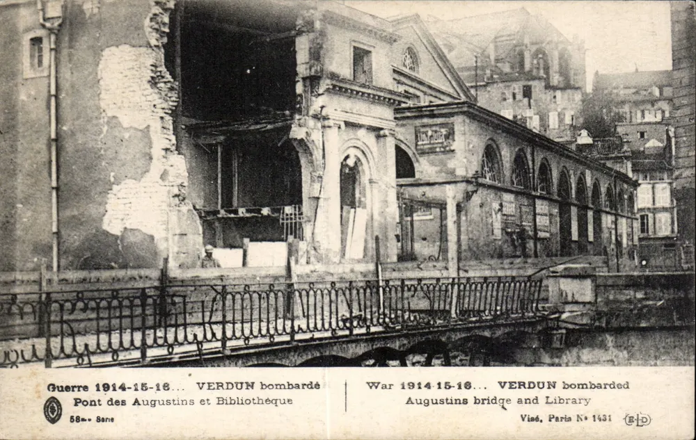 Verdun bombardiert — Pont des Augustins und Bibliothèque — Viné, Paris N° 1431 - Vorderseite