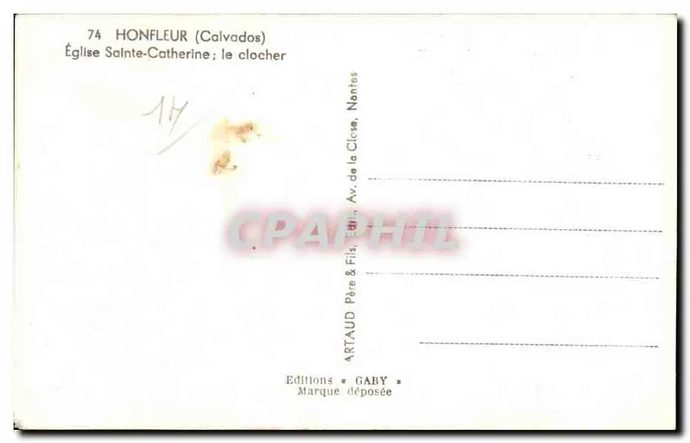 HONFLEUR (Calvados) — Igreja de Santa Catarina ; o campanário — Éditions GABY, Nantes - Verso