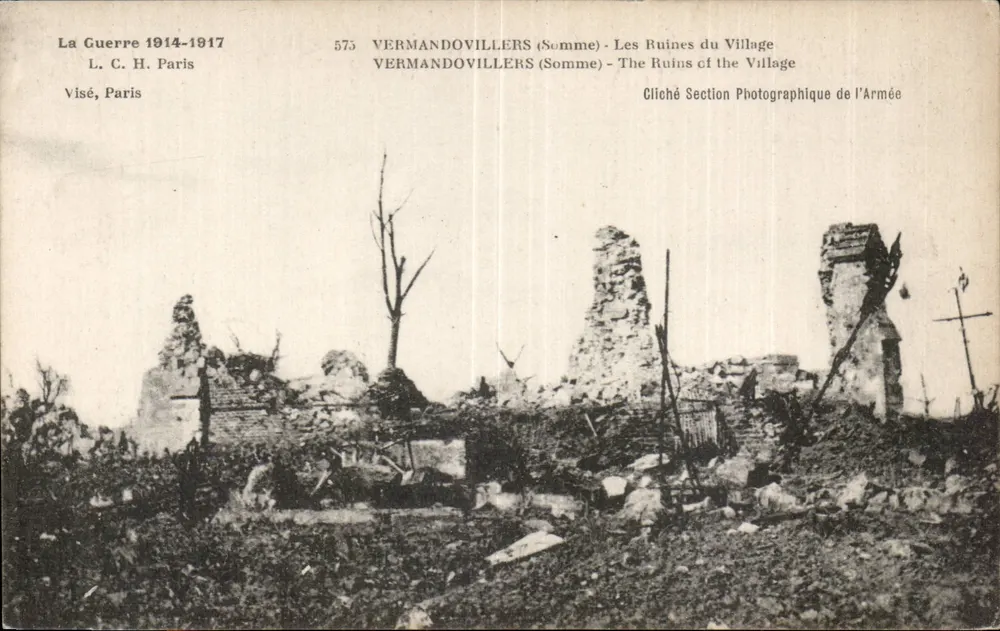 Vermandovillers (Somme) — Ansicht der Ruinen des Dorfes — L. C. H. Paris, Nr. 575 - Vorderseite