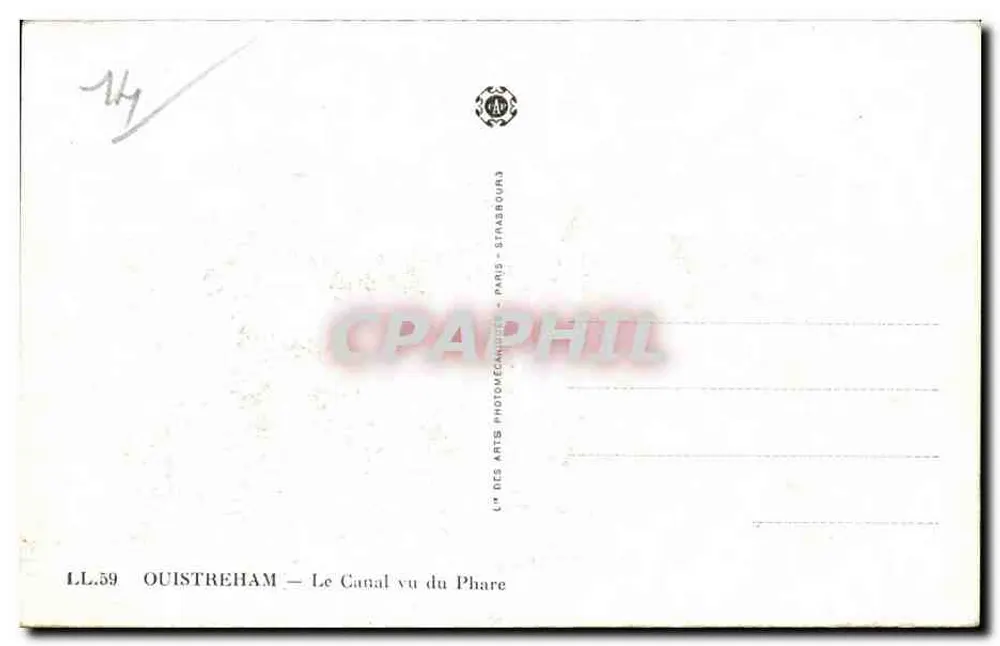 Ouistreham — O Canal visto do Farol — L'Art des Arts Photomécanique, Paris - Verso