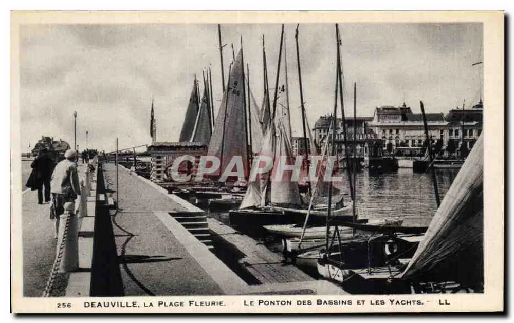 Deauville, die Blütenstrände — Der Bassin-Pier und die Yachten — LL, n° 256 - Vorderseite