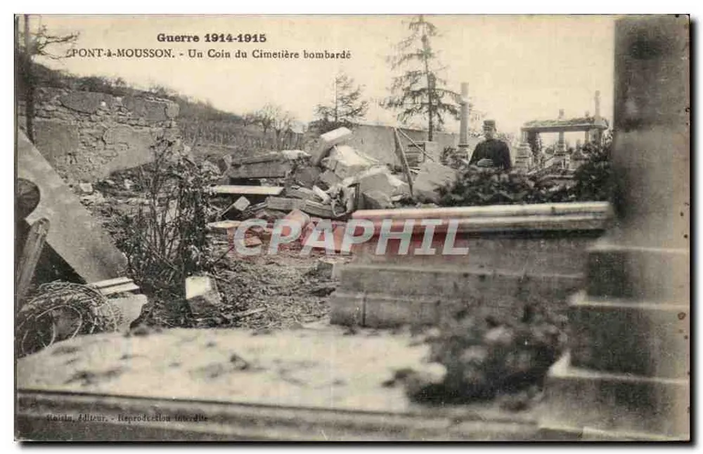 Pont-a-Mousson — Ein Eckbereich des bombardierten Friedhofs — Staïsin, Verlag - Vorderseite