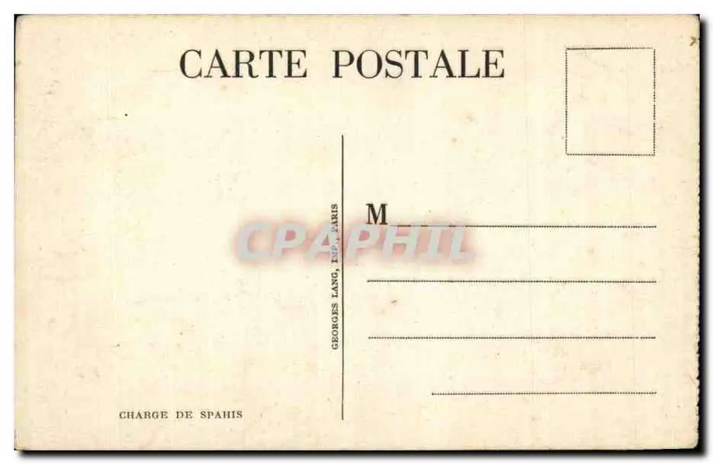 Carga de cavalaria — Editor Georges Lang, Paris — Número de série não visível - Verso