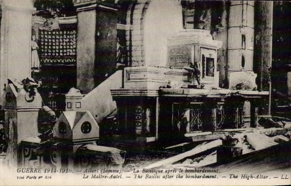 Albert (Somme) — Die Basilika nach dem Bombardement — Visé Paris n° 614 - Vorderseite