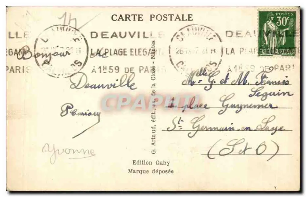 Deauville — Der Yacht-Seele — « La Plage Fleurie » — Édition Gaby - Rückseite