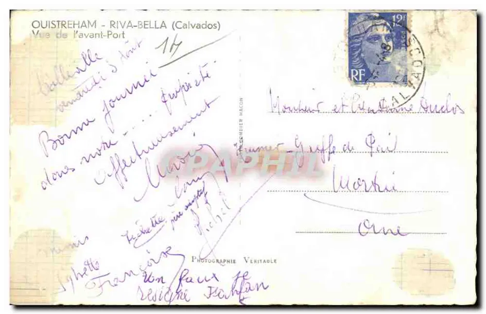 Ouistreham - Riva-Bella (Calvados) — Ansicht vom Hafen — Originalphotographie - Rückseite