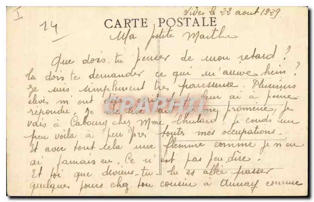 Houlgate — Cachoeiras no Drochon — Edit. Biot, Livreiro - Dives-sur-Mer - Verso