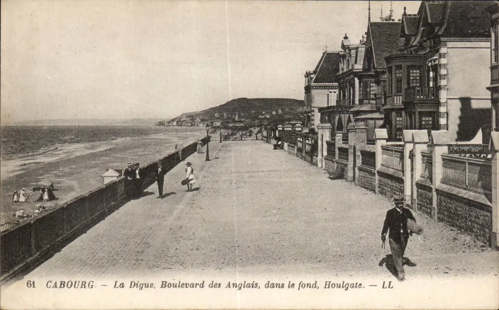 Cabourg — La Digue, Boulevard des Anglais in de achtergrond, Houlgate — LL - Voorkant