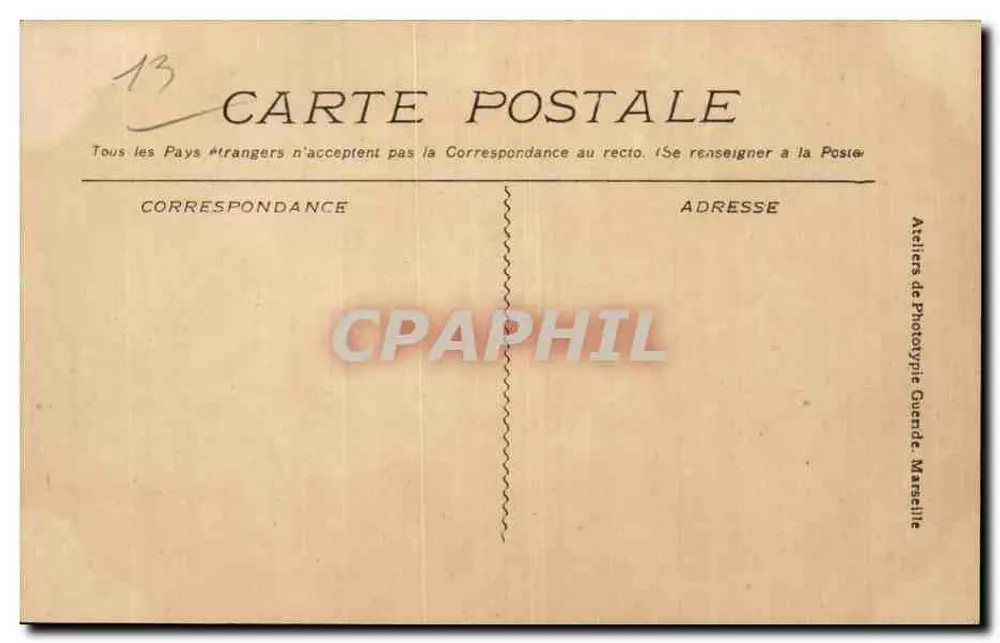 Marselha - Promenade du Prado — Exposição — Ateliers de Phototypie Guendé - Verso