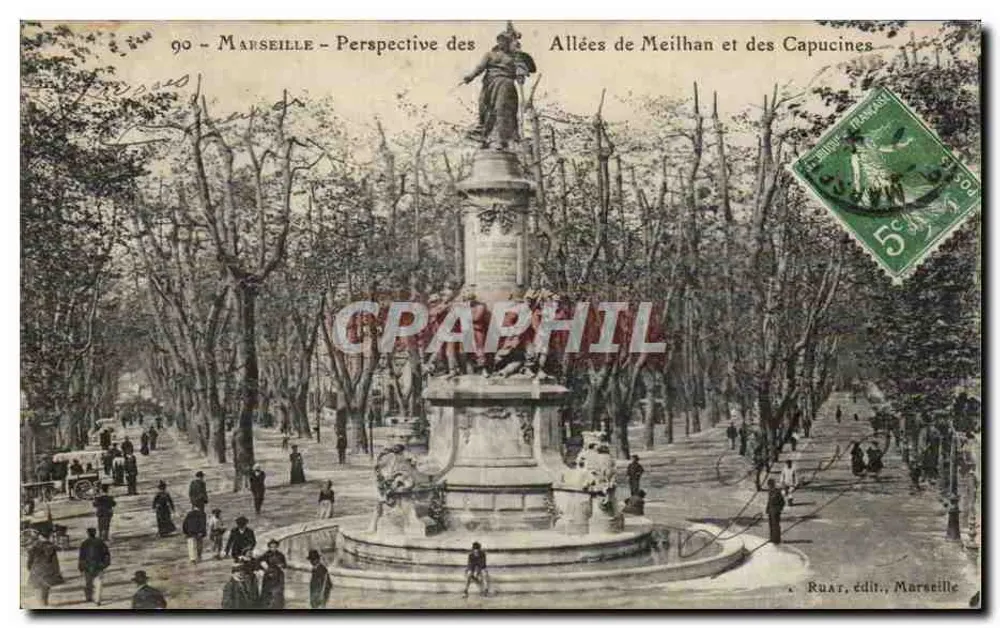 Marseille - Perspektive der Allées de Meilhan und Capucines — Ruat, Verlag, Marseille, n° 90 - Vorderseite