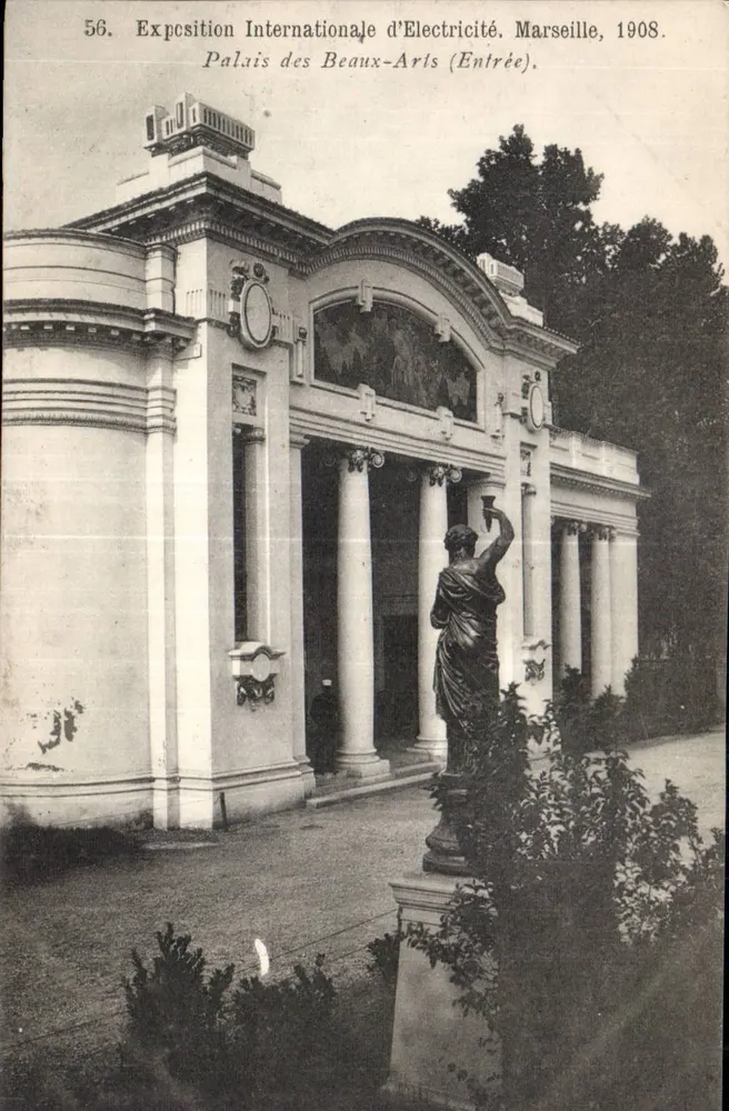 Internationale Elektroausstellung — Palais des Beaux-Arts (Eingang) — Marseille, 1908 - Vorderseite