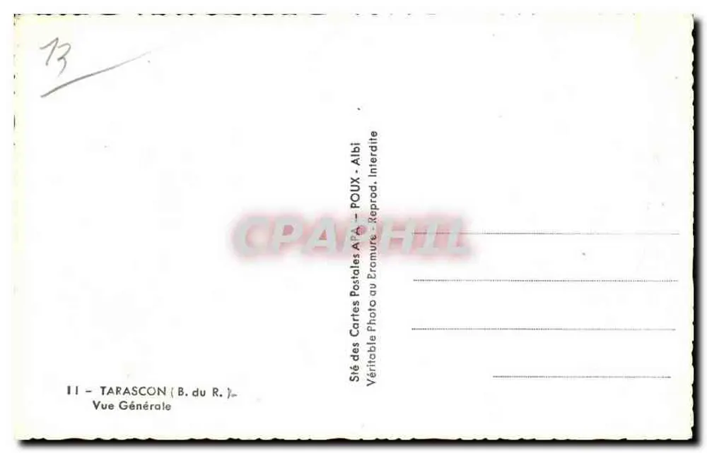 Tarascon — Vista Geral — Sté des Cartes Postales A.P.A. - POUX - Verso