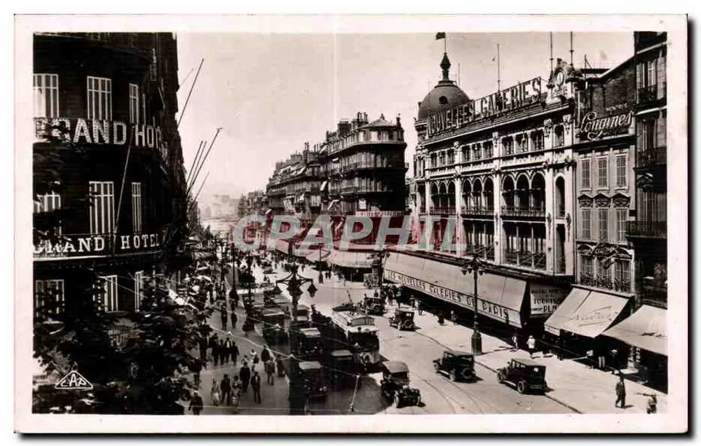 Marseille - La Canebière — Ansicht der Straße mit dem Grand Hotel und den Galeries de Paris — Verlag C.A.P. Nr. 26 - Vorderseite